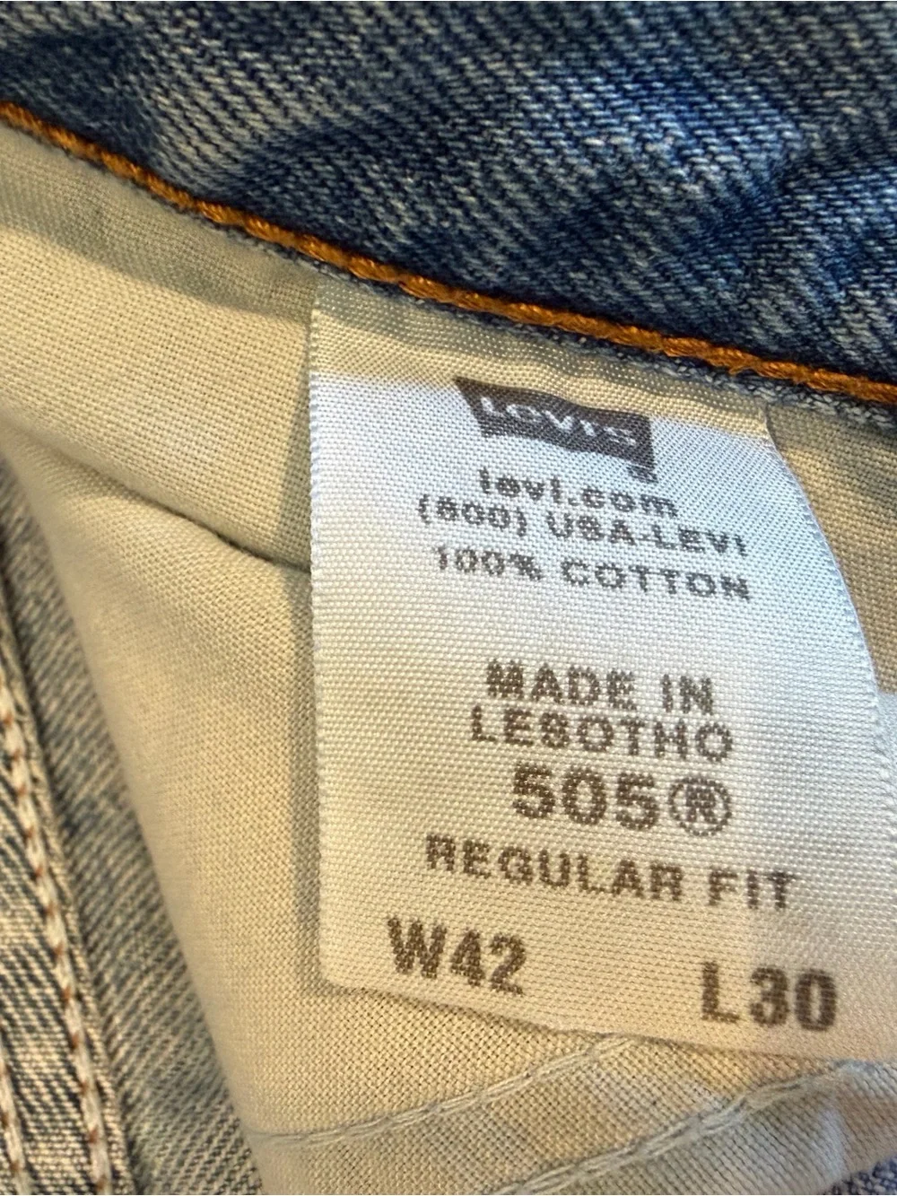 Levi's 505 Light Blue Men's Jeans with Tan Leather Patch